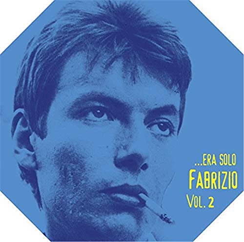 Hexagonal vinyl record cover featuring a portrait of Fabrizio De André.