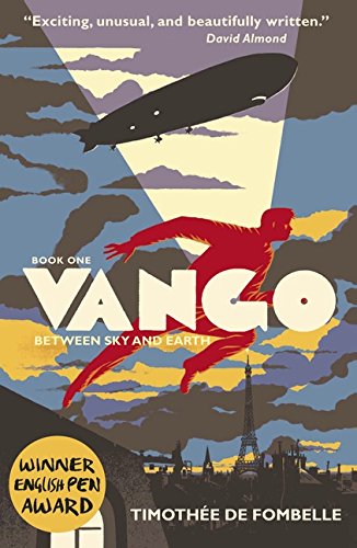 Book cover showing a red silhouette of a man jumping over Paris with airship.