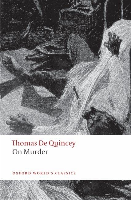Book cover: "On Murder" by De Quincey, with a dark, illustrative image.