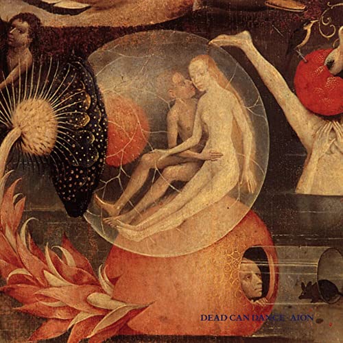 Album cover for Dead Can Dance’s “Aion” featuring figures in a surreal landscape.