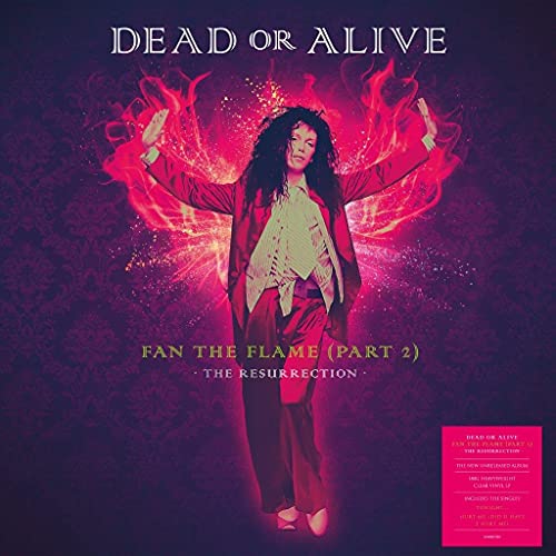 Album cover for Dead or Alive’s “Fan The Flame (Part 2)” with a woman in red.
