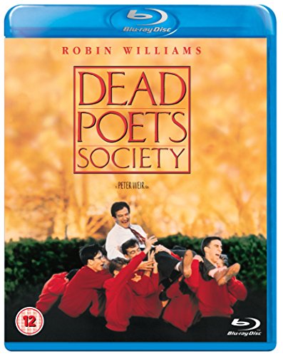 Dead Poets Society" Blu-ray cover with Robin Williams and students.