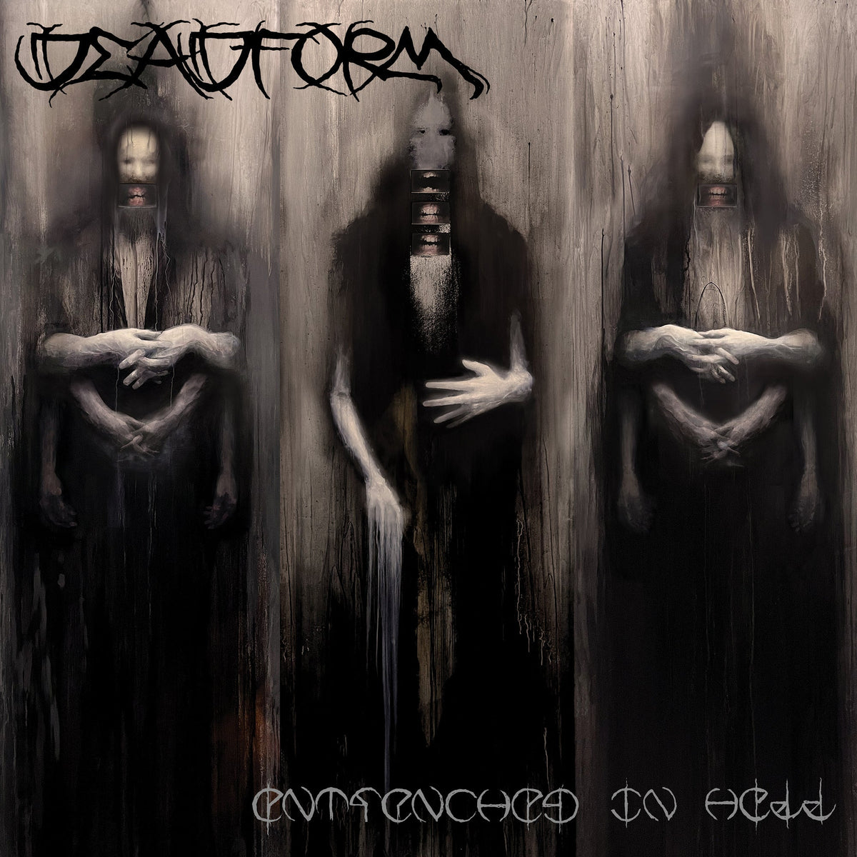 CD cover: Dark, distorted figures emerging from a textured, grey background.