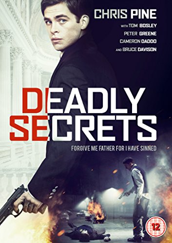 DVD cover for Deadly Secrets featuring Chris Pine holding a gun with fire below.