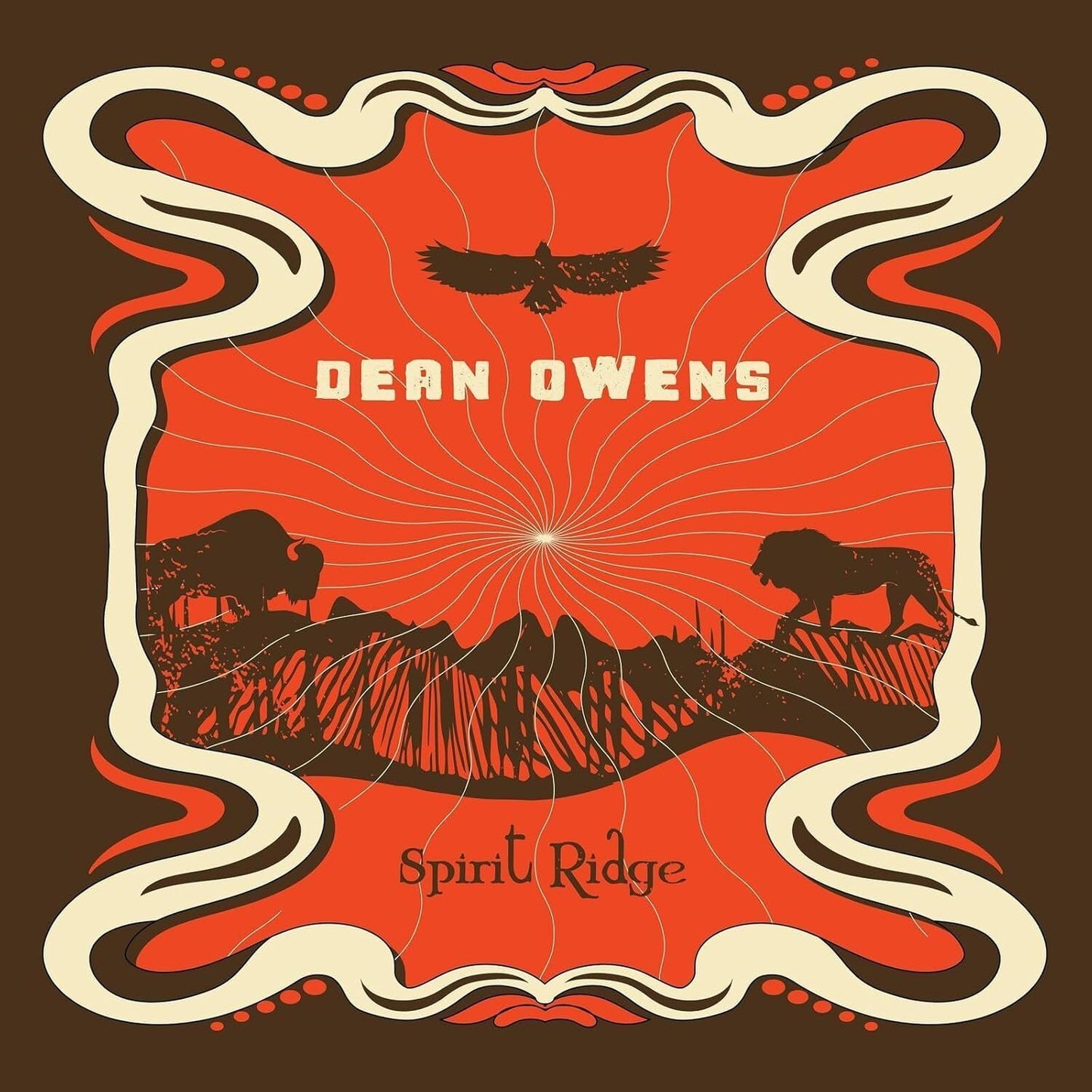 Dean Owens’ “Spirit Ridge” vinyl album cover with wildlife silhouettes.