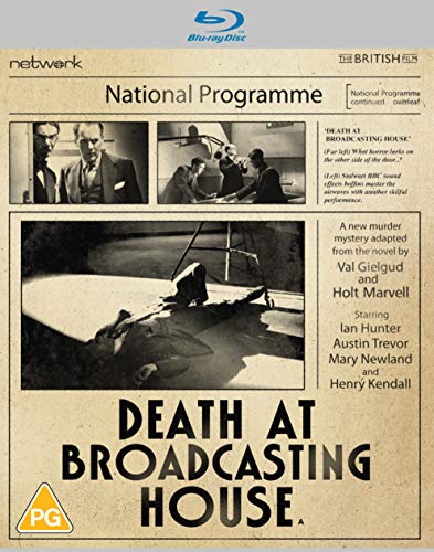 Blu-ray cover art for Death at Broadcasting House featuring black and white film stills.