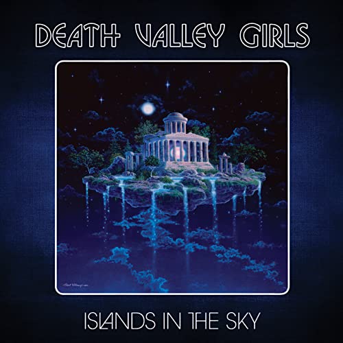 Album cover showing a classical temple on a floating island with waterfalls at night.