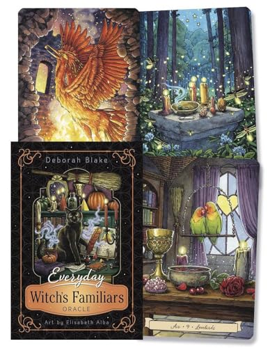 Oracle card deck with colorful illustrations of animals and magical scenes.