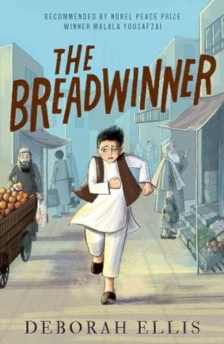 Book cover: young person in traditional clothing walking down a street.
