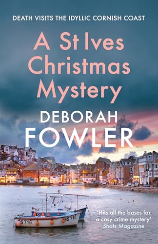Book cover showing a coastal town with boats in the harbor at sunset.