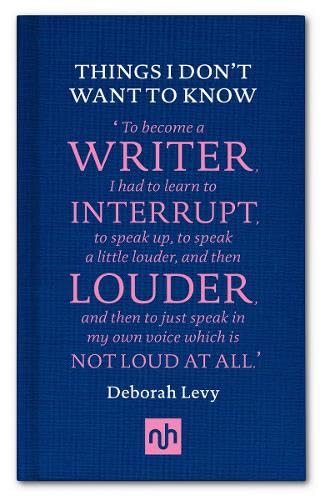 Dark blue book cover with pink text, title “Things I Don’t Want to Know.”