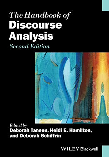 Book cover: "The Handbook of Discourse Analysis," Second Edition, with abstract art.