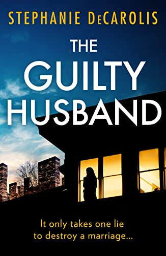 Book cover: silhouetted figure at a window, title "The Guilty Husband".