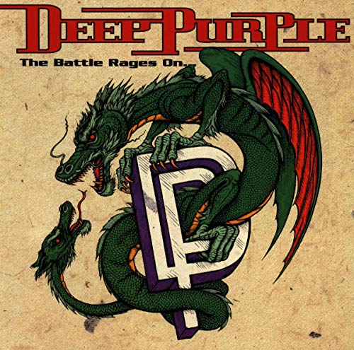 Deep Purple album cover: a green dragon entwined around a purple "DP" logo.