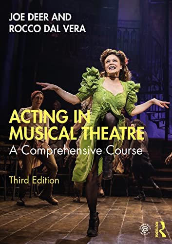 Book cover: "Acting in Musical Theatre" with a performer in green.