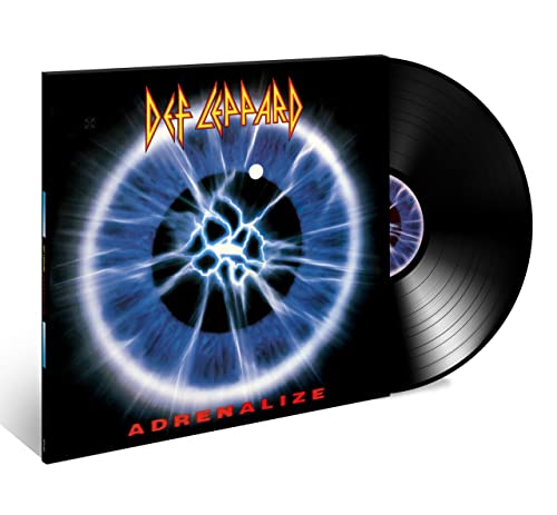 Def Leppard’s “Adrenalize” vinyl record with an eye-shaped cover art.
