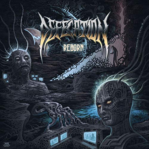 Album cover art featuring dark, futuristic scene with robotic figures and abstract elements.