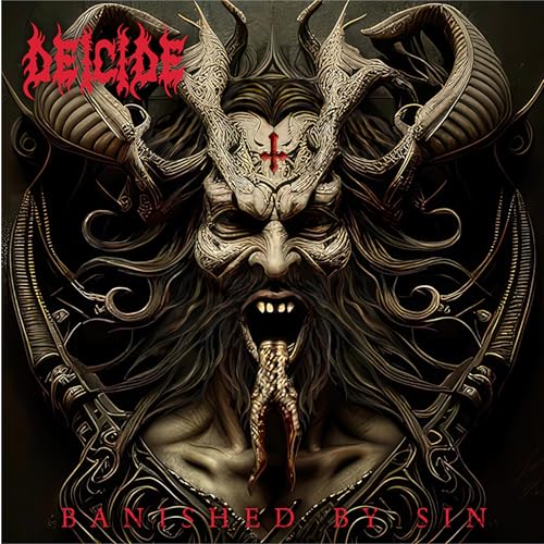 Deicide album cover: demonic face with horns, red cross, and title text.