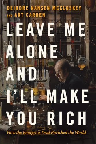 Book cover featuring large white text and a man in a vintage laboratory.