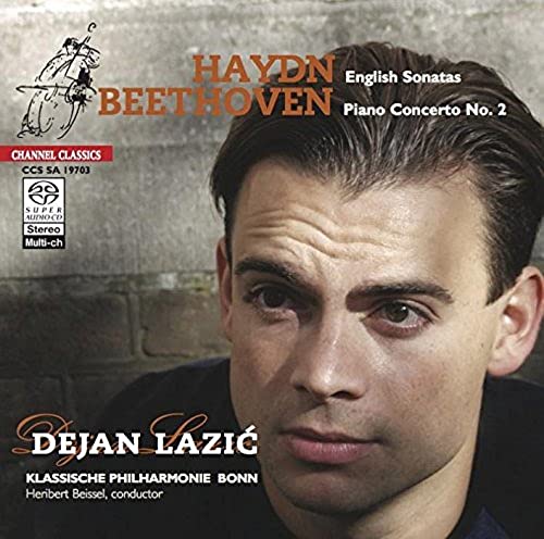 CD cover featuring Dejan Lazic's portrait, with text about Haydn and Beethoven compositions.
