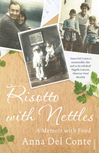 Book cover with vintage family photos and title “Risotto With Nettles.”
