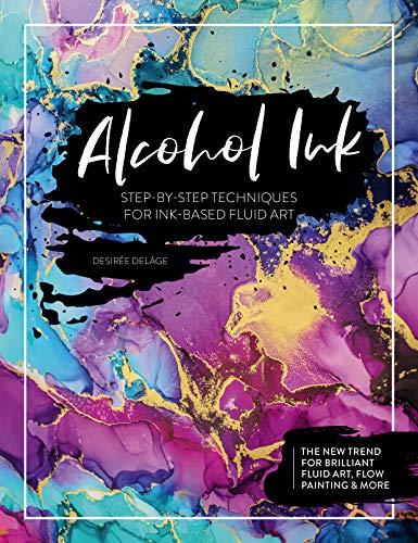 Book cover featuring vibrant, swirling alcohol ink artwork in purple and gold.