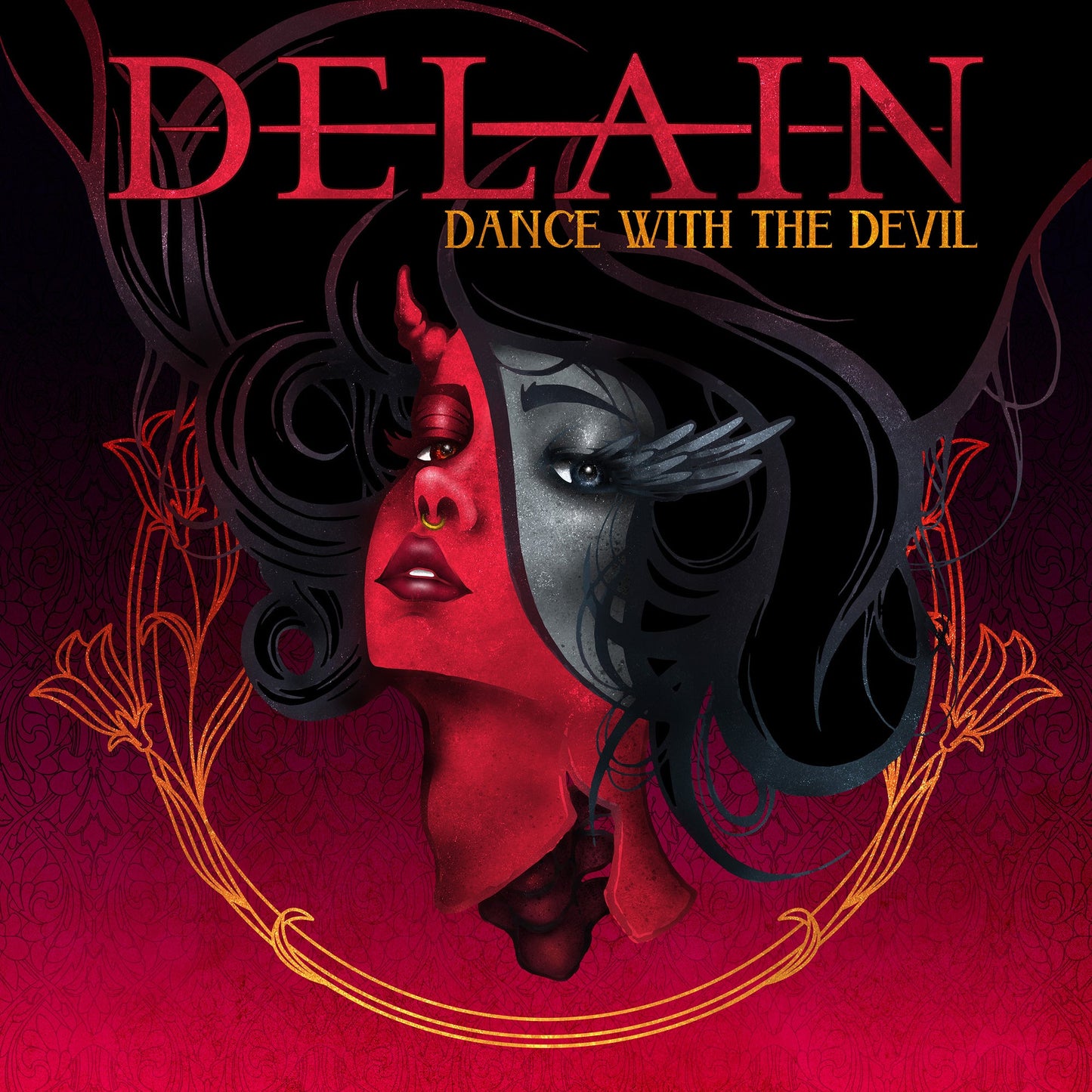 CD case for Delain’s “Dance With The Devil” album, featuring artwork.