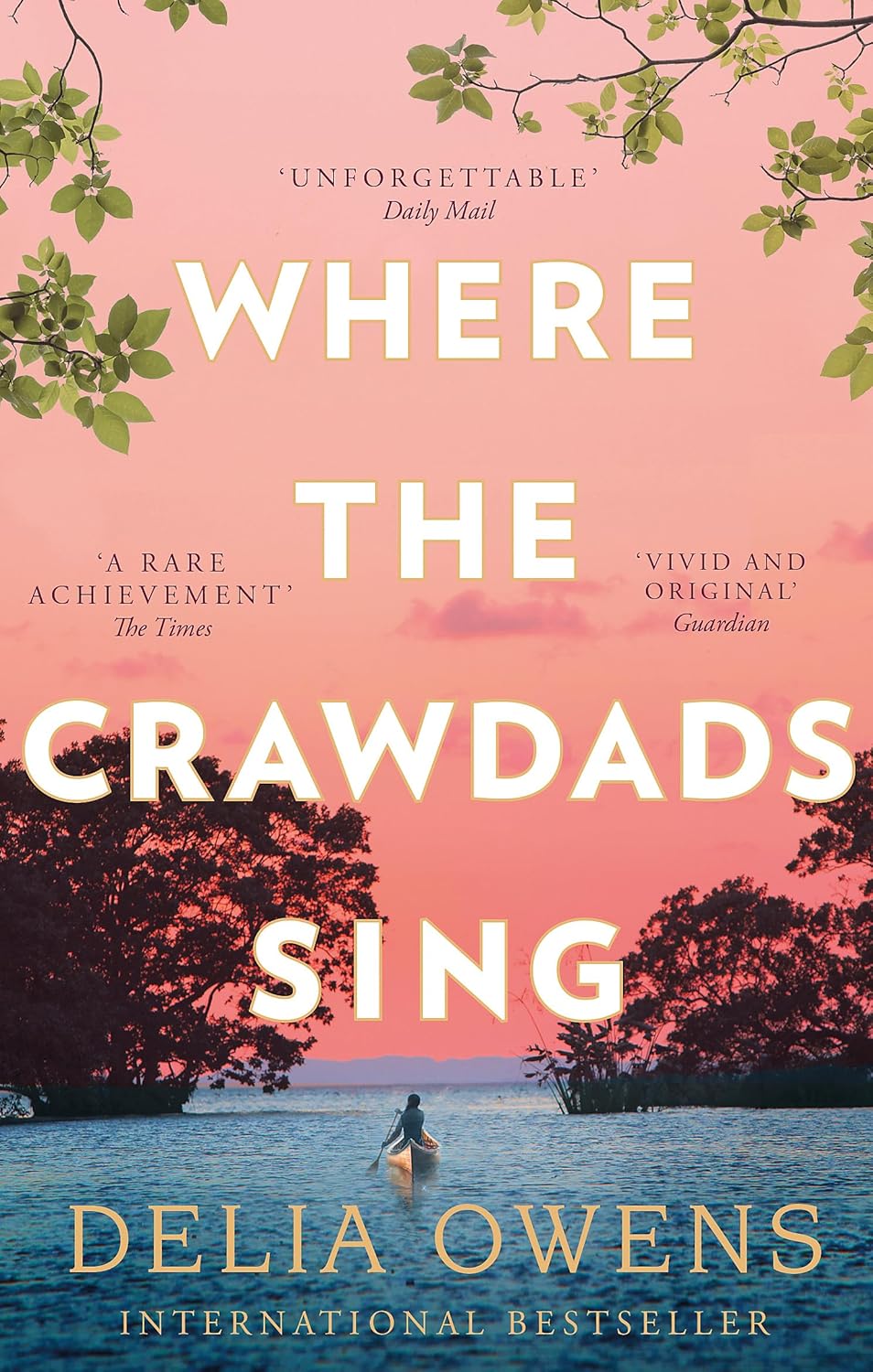 Book cover: "Where the Crawdads Sing" by Delia Owens, marsh landscape.