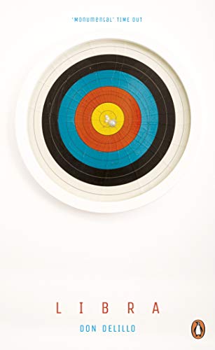 Book cover: "Libra" by Don Delillo, featuring a colorful target design.