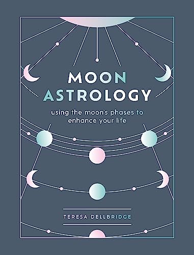 Book cover: "Moon Astrology" with lunar phases and geometric designs.