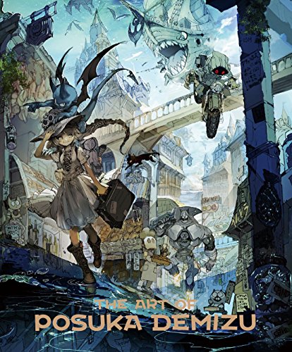 Fantasy illustration of a girl with creatures in a detailed, ruined city.