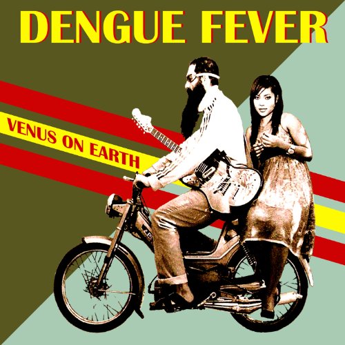 CD cover: couple on a moped, bold text "DENGUE FEVER".