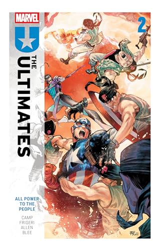 Comic book cover featuring Captain America and other heroes in a chaotic battle scene.