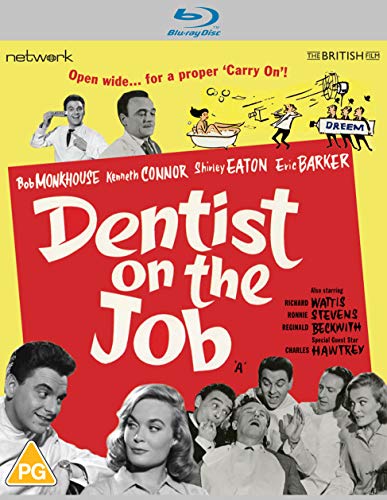 Dentist on the Job" Blu-ray cover featuring a comedic film poster with actors.