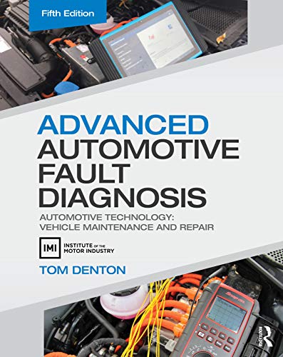 Textbook cover featuring automotive engine components and diagnostic tools.
