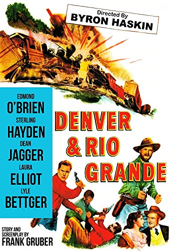 Vintage movie poster for "Denver & Rio Grande" featuring a train and cowboys.