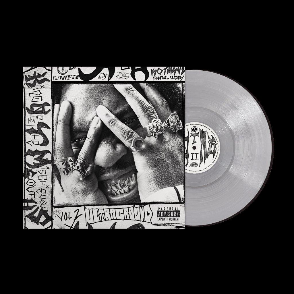 Denzel Curry album cover featuring a hand over a face next to a vinyl.