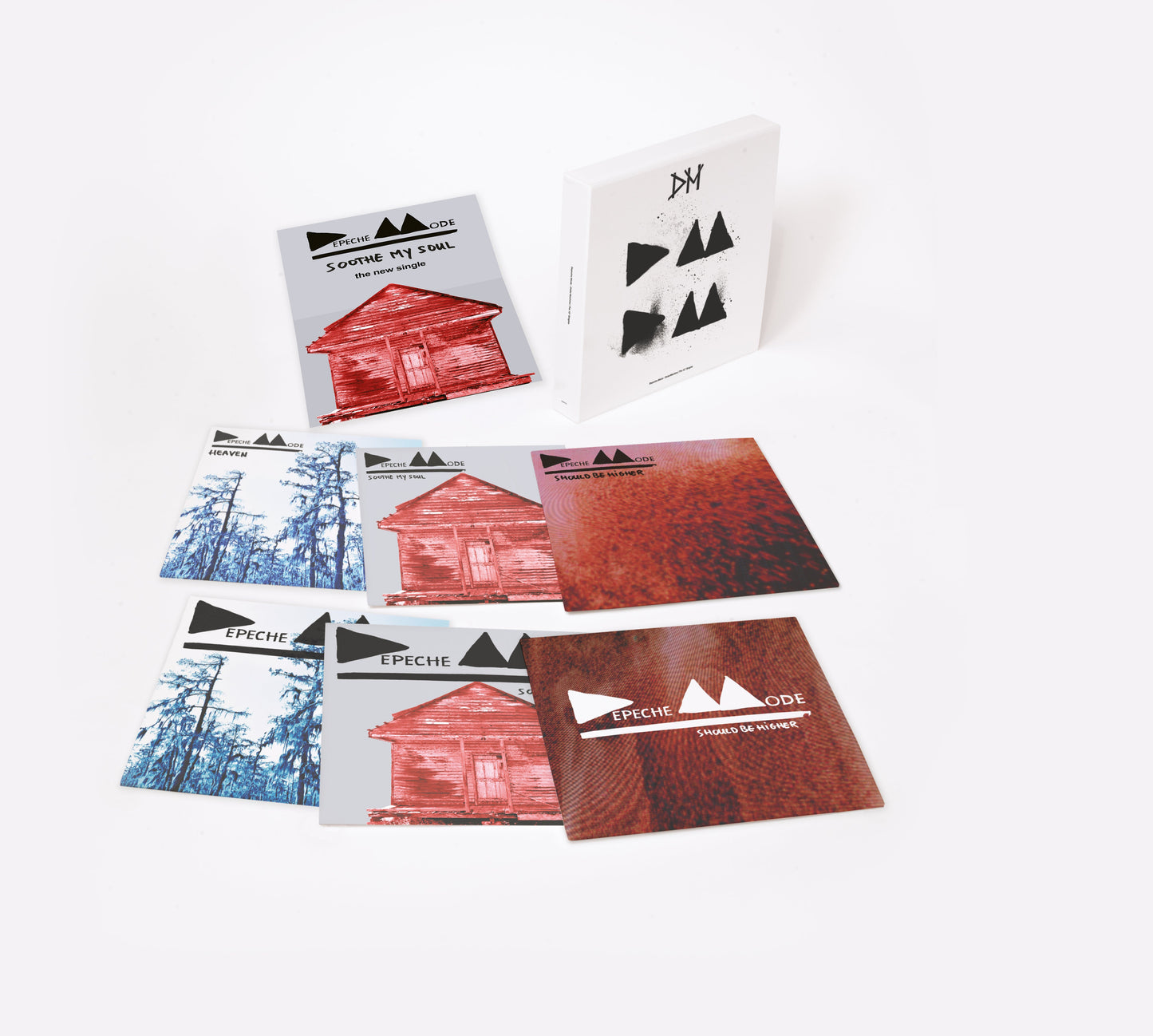 Depeche Mode “Delta Machine” vinyl with red cabin and forest imagery.
