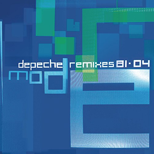 Depeche Mode “Remixes 81-04” CD cover with blue and green geometric design.