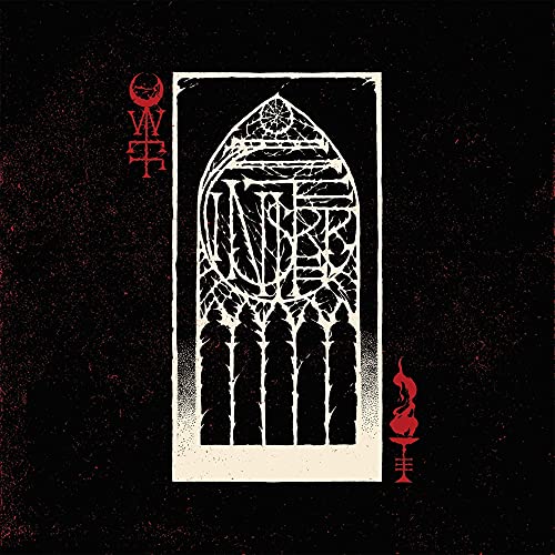 BlackCHS Black and white gothic album art with an arched window and red symbols.