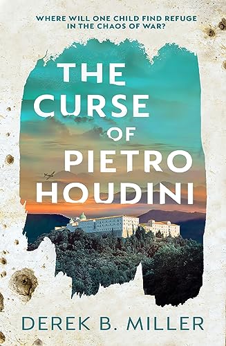 Book cover: "The Curse of Pietro Houdini" with a castle landscape.