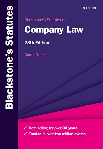 Purple and pink cover of “Blackstone’s Statutes on Company Law,” 28th edition.