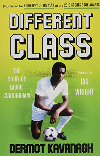 Book cover featuring footballer Laurie Cunningham kneeling on a pitch with a soccer ball.