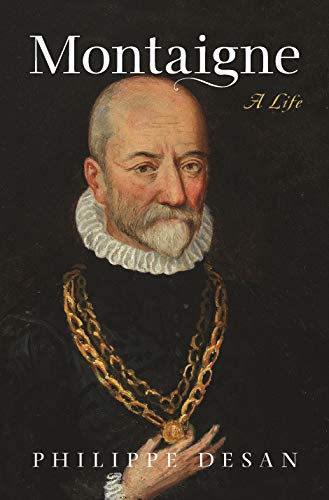 Book cover: portrait of Michel de Montaigne with gold chain and ruff.