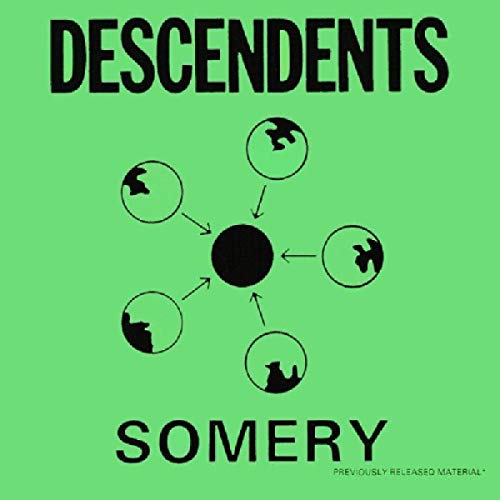 Descendents "Somery" CD cover: green background with cat silhouettes and arrows.