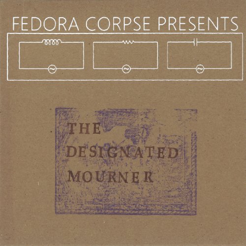 Brown album cover with purple stamped text: "The Designated Mourner.