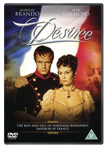 DVD cover of Désirée featuring Marlon Brando and Jean Simmons against a French flag background.