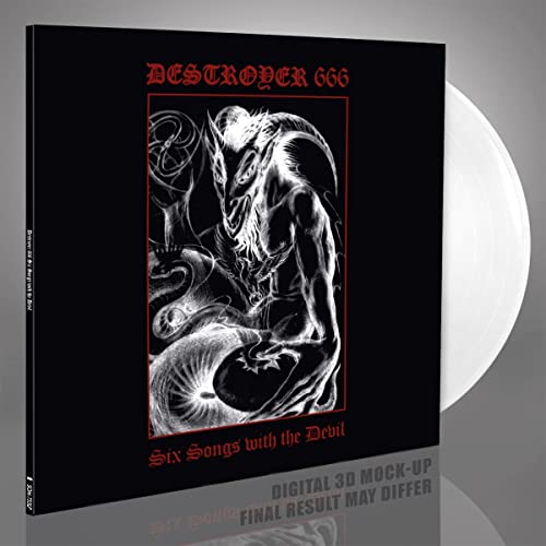 Destroyer 666 vinyl record cover with demonic illustration and white disc.