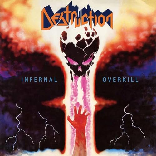 Destruction album cover: skull with glowing eyes and reaching hand.