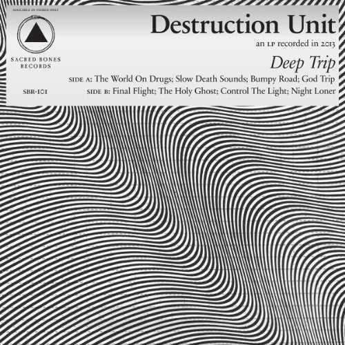 CD cover for Destruction Unit’s “Deep Trip” with black and white wave design.